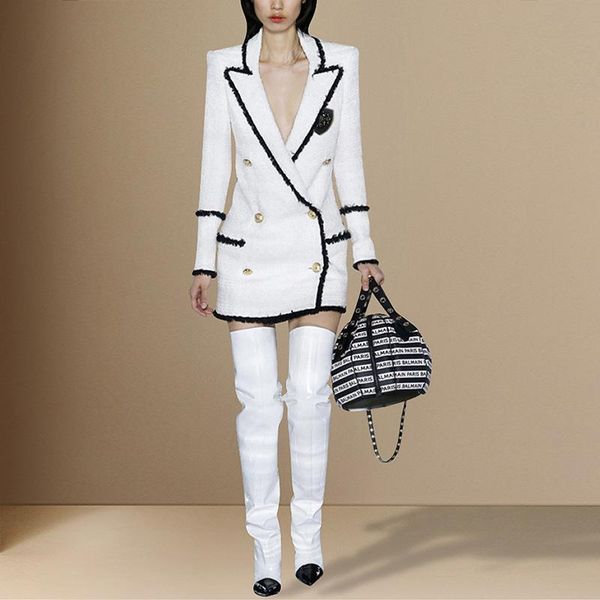 women's wool & blends selling women coat diamonds badge classical double breasted runway female autumn lurex woolen office clothes, Black
women's wool & blends selling women coat diamonds badge classical double breasted runway female autumn lurex woolen office clothes, Black