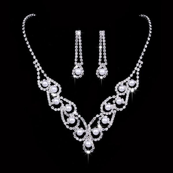jewelry hollow lace inlaid pearl earrings/necklace first bridal set wedding accessories, Silver
jewelry hollow lace inlaid pearl earrings/necklace first bridal set wedding accessories, Silver