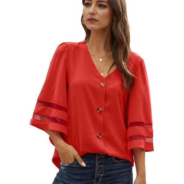 women's blouses & shirts 2021 women shirt blouse female flare sleeve v neck solid half casual loose lady drop, White
women's blouses & shirts 2021 women shirt blouse female flare sleeve v neck solid half casual loose lady drop, White