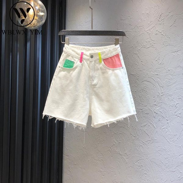 women's shorts summer women denim fashion patchwork pocket high waist jeans female casual loose wide leg short pants, White;black
women's shorts summer women denim fashion patchwork pocket high waist jeans female casual loose wide leg short pants, White;black