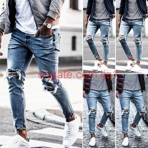 men's ripped skinny biker jeans destroyed frayed slim denim pants trousers us, Blue
men's ripped skinny biker jeans destroyed frayed slim denim pants trousers us, Blue