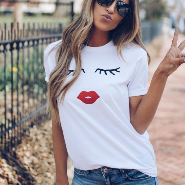 women's t-shirt 2021 summer casual short sleeve o neck lady white tshirt black pretty eye lashes red lips print women t shirt1
women's t-shirt 2021 summer casual short sleeve o neck lady white tshirt black pretty eye lashes red lips print women t shirt1