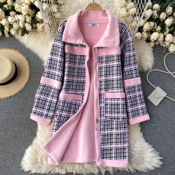 women's wool & blends women winter coat 2021 fashion plaid print thick woolen long jacket overcoat with pockets female warm outerwear c, Black
women's wool & blends women winter coat 2021 fashion plaid print thick woolen long jacket overcoat with pockets female warm outerwear c, Black
