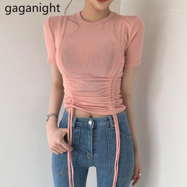 gaganight women solid o neck short sleeve t shirt korean elegant silm fit lace up tees see through female t-shirts1, White 
gaganight women solid o neck short sleeve t shirt korean elegant silm fit lace up tees see through female t-shirts1, White