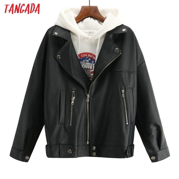 tangada female leather jacket for women coat autumn winter pu bomber jacket loose high street outerwear pocket coats acd01 201017, Black;brown
tangada female leather jacket for women coat autumn winter pu bomber jacket loose high street outerwear pocket coats acd01 201017, Black;brown