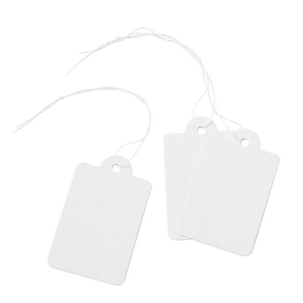 Jewelry Display Paper Price Tags White With Cotton Cord 45x28mm, Hole: 2mm; Cotton Cord: 18cm; 50 Sqcilo