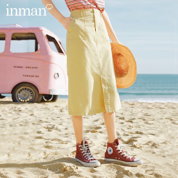 inman 2020 new arrival cotton a-line front slit high waist concise style skirt y200704, Black
inman 2020 new arrival cotton a-line front slit high waist concise style skirt y200704, Black