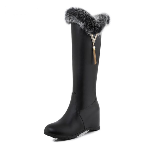 classic female skin size big wedge snowboots warm winter metal feminine knee high casual shoes woman boots 1pax, Black
classic female skin size big wedge snowboots warm winter metal feminine knee high casual shoes woman boots 1pax, Black