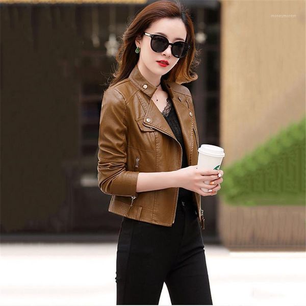 women's leather & faux 2021 spring and autumn high-grade jacket ladies short section fashion slim suit collar outerwear 7591, Black
women's leather & faux 2021 spring and autumn high-grade jacket ladies short section fashion slim suit collar outerwear 7591, Black