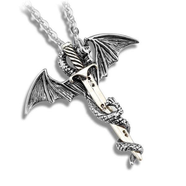 chains super personality cool stainless steel pendant luminous necklace pterosaur sword jewelry men dragon punk, Silver
chains super personality cool stainless steel pendant luminous necklace pterosaur sword jewelry men dragon punk, Silver