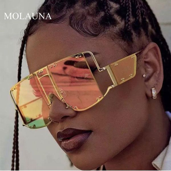 sunglasses oversized women 2021 fashion square mirror shades glasses metal rivet trend unique female eyewear uv400, White;black
sunglasses oversized women 2021 fashion square mirror shades glasses metal rivet trend unique female eyewear uv400, White;black