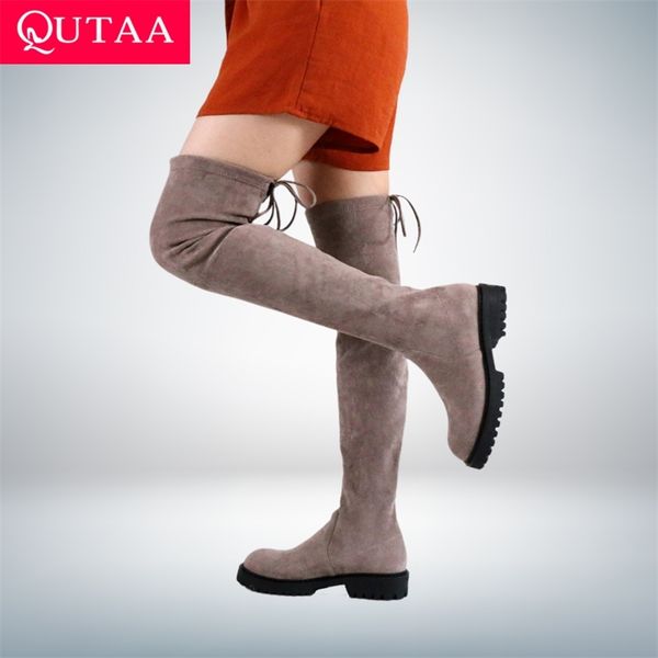 qutaa 2021 over the knee boots stretch flock lace up casual long boots square heel autumn winter round toe women shoes size34-43 201215, Black
qutaa 2021 over the knee boots stretch flock lace up casual long boots square heel autumn winter round toe women shoes size34-43 201215, Black