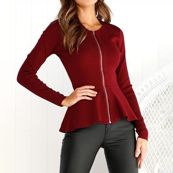 fashion zip up box pleated peplum jacket black round neck ruffles hem tiered layer elegant outerwear women slim jacket, Black;brown
fashion zip up box pleated peplum jacket black round neck ruffles hem tiered layer elegant outerwear women slim jacket, Black;brown