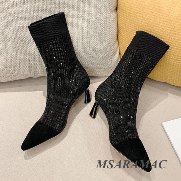 boots black inlaid crystal stretch high-heeled short pointed toe ankle fashion all-match ladies party shoes
boots black inlaid crystal stretch high-heeled short pointed toe ankle fashion all-match ladies party shoes