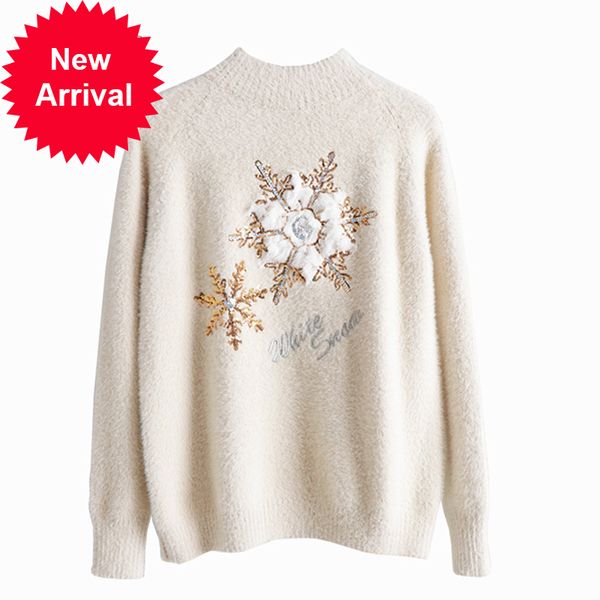 autumn white sweater loose knit coarse pullover mock neck long female casualty sleeve c-334-1, White;black
autumn white sweater loose knit coarse pullover mock neck long female casualty sleeve c-334-1, White;black