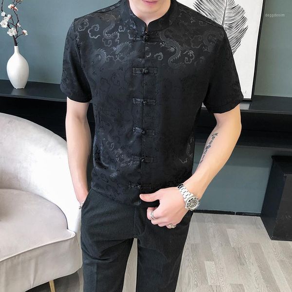 men's casual shirts chinese style mens dress 2021 summer slim fit streetwear social shirt night club party clothing camisa masculina1, White;black
men's casual shirts chinese style mens dress 2021 summer slim fit streetwear social shirt night club party clothing camisa masculina1, White;black