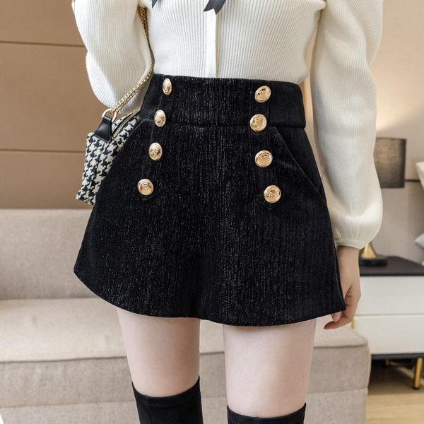 fall winter bright-silk woolen shorts for women high waist double breasted slim wide leg short mujer fashion korean black shorts, White;black
fall winter bright-silk woolen shorts for women high waist double breasted slim wide leg short mujer fashion korean black shorts, White;black