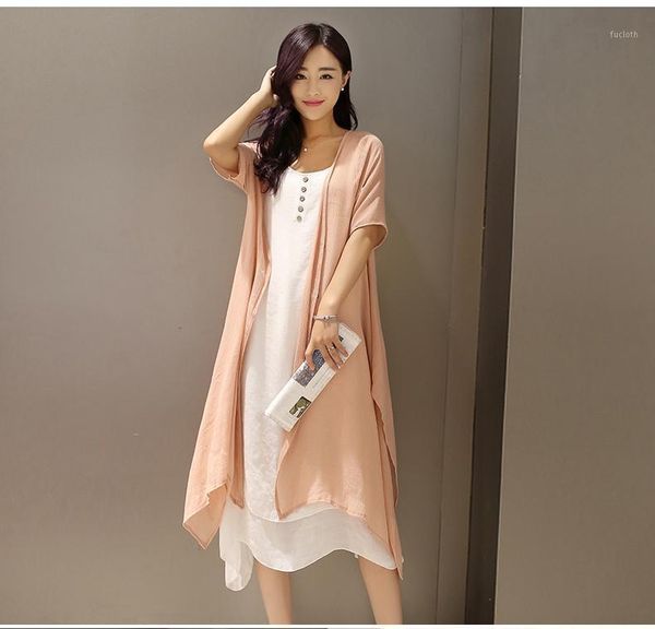 two pcs dress and outwear sets o-neck design casual summer linen dress solid color pleated fashion linen for womens/girl1, Black;gray
two pcs dress and outwear sets o-neck design casual summer linen dress solid color pleated fashion linen for womens/girl1, Black;gray
