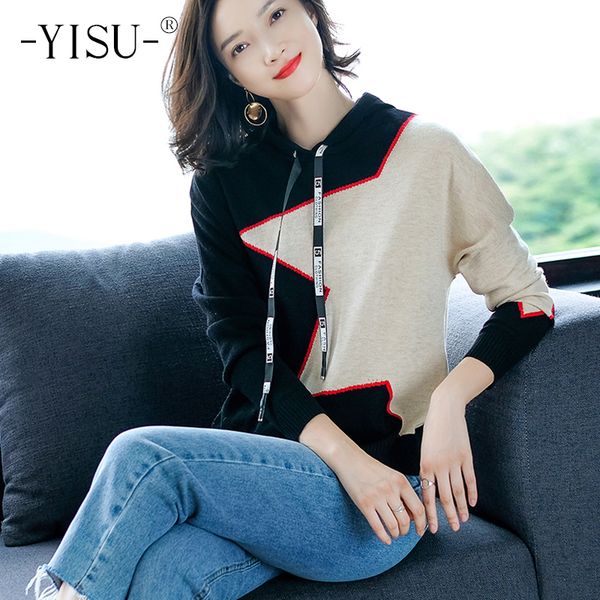 yisu loose sweater women fashion long sleeve pullover female casual candy colors printed knitted hooded sweater women lj201112, White;black
yisu loose sweater women fashion long sleeve pullover female casual candy colors printed knitted hooded sweater women lj201112, White;black