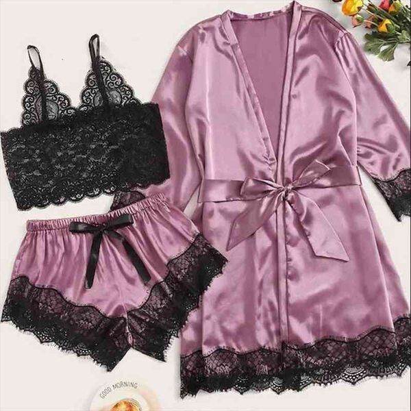 3pc pijama women pajamas sets lace bralette shorts bathrobe nightwear sleepwear suits satin pajamas for women pijama mujer, Black;red
3pc pijama women pajamas sets lace bralette shorts bathrobe nightwear sleepwear suits satin pajamas for women pijama mujer, Black;red