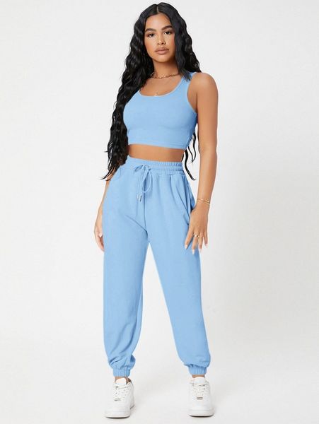 petite solid crop tank and joggers set d5ih#, White
petite solid crop tank and joggers set d5ih#, White