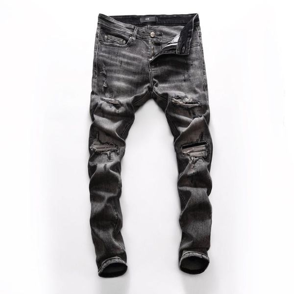 european style mens elastic jeans straight denim trousers zipper patchwork slim grey hole jean for men, Blue
european style mens elastic jeans straight denim trousers zipper patchwork slim grey hole jean for men, Blue