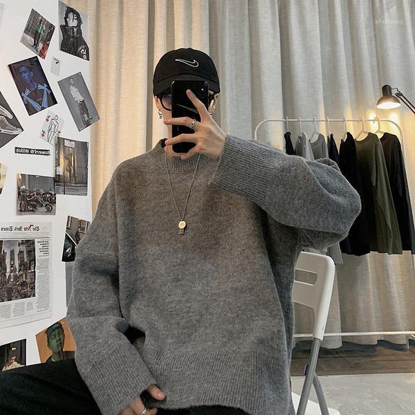 e-baihui spring and autumn new ins hong kong style trend solid color sweater men's trendy brand loose korean knit sweater, White;black
e-baihui spring and autumn new ins hong kong style trend solid color sweater men's trendy brand loose korean knit sweater, White;black