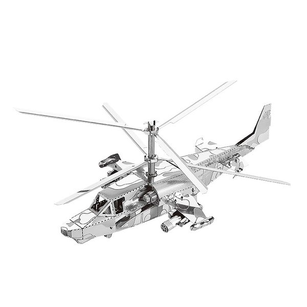Nanyuan 3d Metal Puzzle Ka-50 Helicopters Airplane Model Diy Laser Cut Assemble Jigsaw Toys Deskdecoration Gift For Audit Y200421