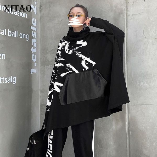 women's hoodies & sweatshirts xitao streetwear sweatshirt women oversize bat sleeve turtleneck plus size trend letter printing clothes, Black
women's hoodies & sweatshirts xitao streetwear sweatshirt women oversize bat sleeve turtleneck plus size trend letter printing clothes, Black