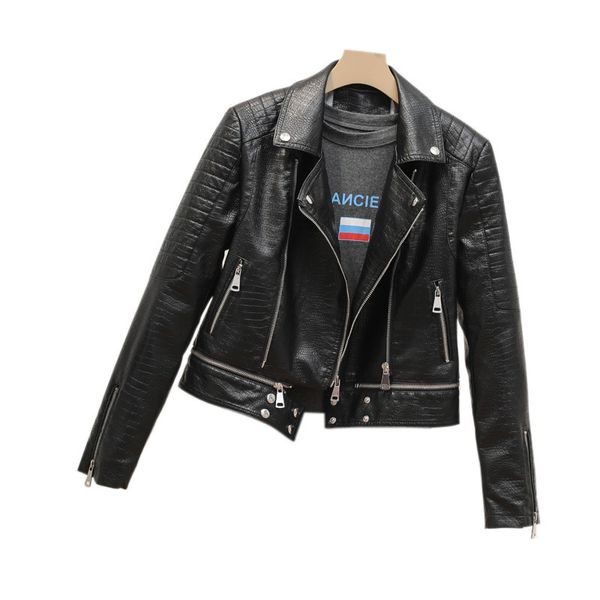 2021 new fall plutonium leather turtleneck turndown black female jacket rebecca outerwear 2l86
2021 new fall plutonium leather turtleneck turndown black female jacket rebecca outerwear 2l86