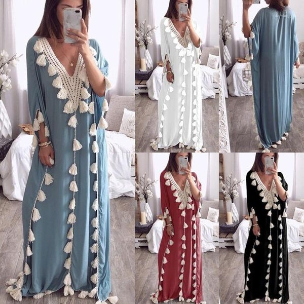 new fashion women bohemia loose long dress ladies ethnic style sweet tassel beach summer holiday party solid color dress1, Black;gray
new fashion women bohemia loose long dress ladies ethnic style sweet tassel beach summer holiday party solid color dress1, Black;gray