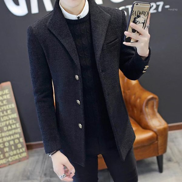 2019 new winter fashion men's solid color single-breasted coat male casual slim fit male long woolen cloth standard coat s-3xl1, Black
2019 new winter fashion men's solid color single-breasted coat male casual slim fit male long woolen cloth standard coat s-3xl1, Black
