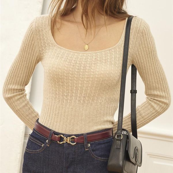 wool blend square collar women sweater long sleeve casual wild lady knit sweater pullover 1, White;black
wool blend square collar women sweater long sleeve casual wild lady knit sweater pullover 1, White;black