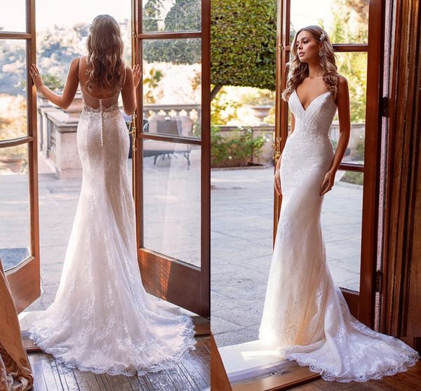 vestido de novia new light champagne wedding dress 2021 spaghetti straps v neck backless mermaid bohemian lace bride gowns, White
vestido de novia new light champagne wedding dress 2021 spaghetti straps v neck backless mermaid bohemian lace bride gowns, White