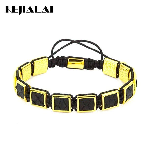 charm bracelets python leather square beads bracelet for men luxury style black jewelry macrame gift kjl090, Golden;silver
charm bracelets python leather square beads bracelet for men luxury style black jewelry macrame gift kjl090, Golden;silver