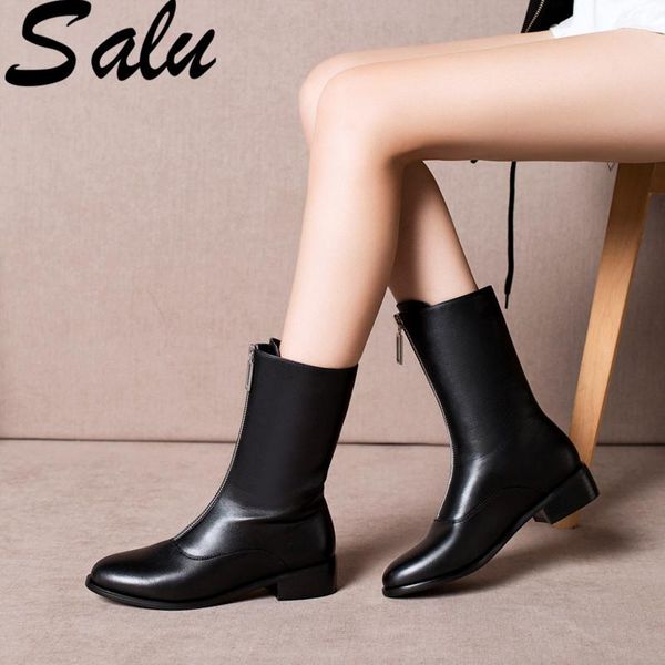 boots salu autumn winter women genuine leather ankle fashion elegant zipper casual shoes woman solid round toe size 40, Black
boots salu autumn winter women genuine leather ankle fashion elegant zipper casual shoes woman solid round toe size 40, Black