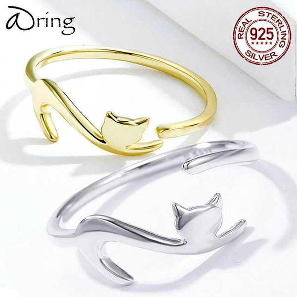 aring adjustable women gold ring 100% 925 sterling silver sticky cat with long tail finger ring engagement christmas gift1, Golden;silver
aring adjustable women gold ring 100% 925 sterling silver sticky cat with long tail finger ring engagement christmas gift1, Golden;silver
