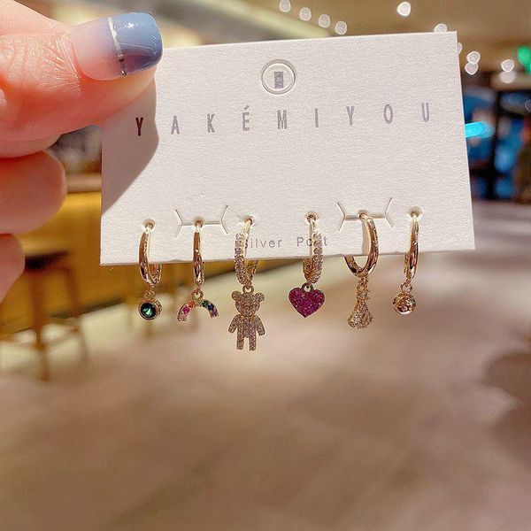 mixed styles drop earrings set gold color cubic zirconia rainbow ainimal heart dangle earrings for women, Silver 
mixed styles drop earrings set gold color cubic zirconia rainbow ainimal heart dangle earrings for women, Silver