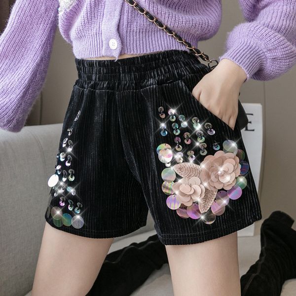 2021 women corduro autumn winter new female elastic high waist heavy industry beaded sequin wide-leg shorts a339 7t75, White;black
2021 women corduro autumn winter new female elastic high waist heavy industry beaded sequin wide-leg shorts a339 7t75, White;black