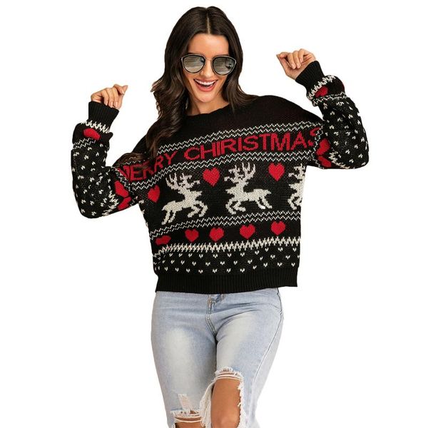 2020 christmas women sweater elk print knit shirt ladies o neck loose lazy style versatile pullover autumn winter casual, White;black
2020 christmas women sweater elk print knit shirt ladies o neck loose lazy style versatile pullover autumn winter casual, White;black