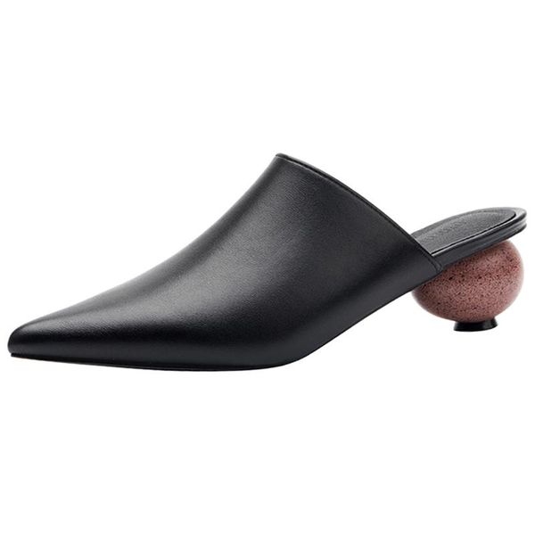 dress shoes kmeioo style spring cow leather woman pointed toe mules round heel mule slides slip-on sandals classics, Black
dress shoes kmeioo style spring cow leather woman pointed toe mules round heel mule slides slip-on sandals classics, Black