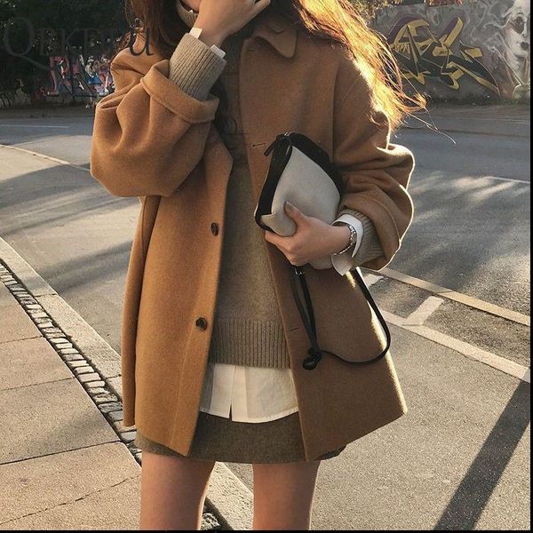 spring autumn woolen single breasted coat female mid long new korean temperament women popular outerwear woolen coat streetwear, Black
spring autumn woolen single breasted coat female mid long new korean temperament women popular outerwear woolen coat streetwear, Black
