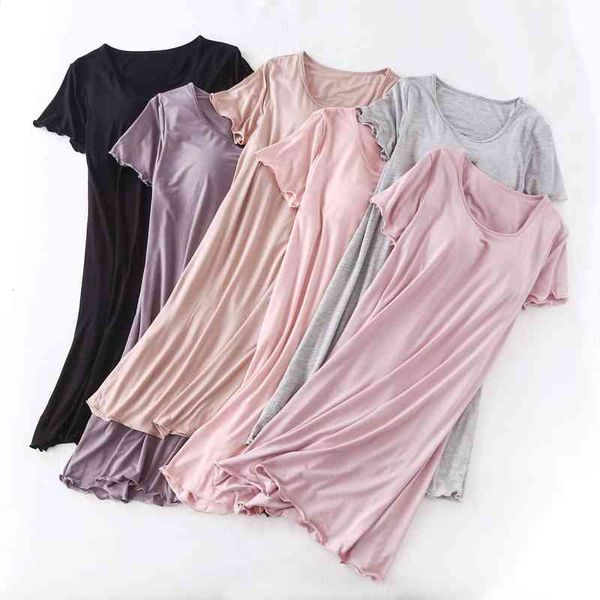 modal short sleeve nightdress with breast pad thin dress womens nightgown summer home wear nightwear sleep sleepwear, Black;red
modal short sleeve nightdress with breast pad thin dress womens nightgown summer home wear nightwear sleep sleepwear, Black;red