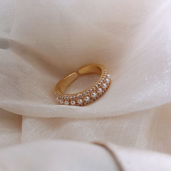 fashion real gold color protection electroplating korean rhinestone pearl ring female open ring index finger ring tide simple cold style fas, Silver
fashion real gold color protection electroplating korean rhinestone pearl ring female open ring index finger ring tide simple cold style fas, Silver