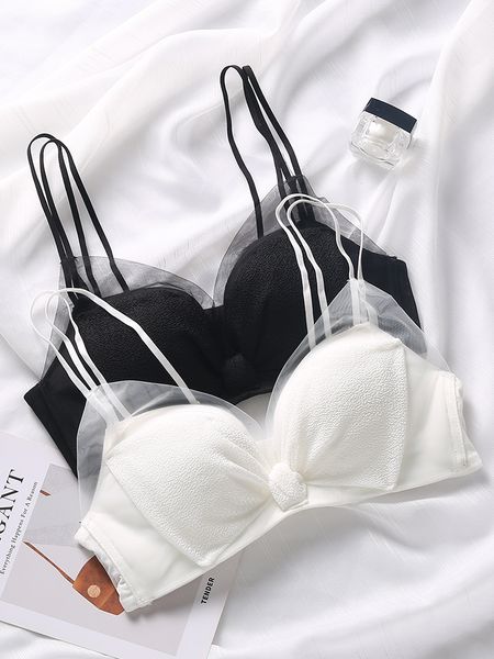 underwear women's small chest gathered without steel ring adjustable lace back set with anti sagging bra, White
underwear women's small chest gathered without steel ring adjustable lace back set with anti sagging bra, White