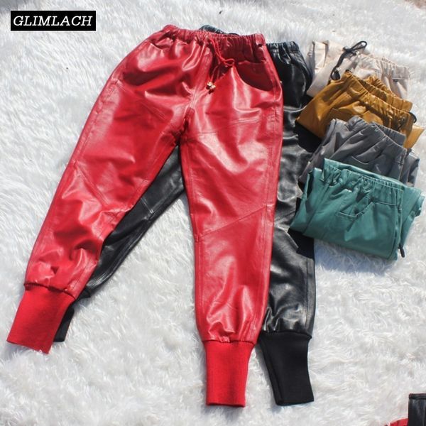 lady genuine leather pants joggers sheepskin soft real leather trousers women casual multi color plus size harem pants female 201103, Black;white
lady genuine leather pants joggers sheepskin soft real leather trousers women casual multi color plus size harem pants female 201103, Black;white