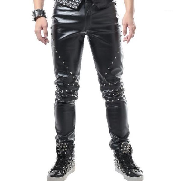 stage personality rivet men pants casual leather pant men feet trousers singer dance rock fashion pantalon homme punk straight1, Black
stage personality rivet men pants casual leather pant men feet trousers singer dance rock fashion pantalon homme punk straight1, Black