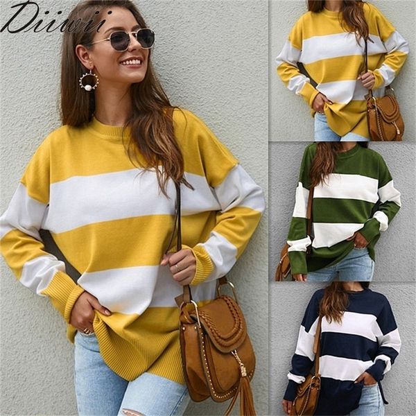 diiwii autumn winter knitted striped yellow casual sweater o neck loose long sleeve minimalist ladies oversize pullover 201225, White;black
diiwii autumn winter knitted striped yellow casual sweater o neck loose long sleeve minimalist ladies oversize pullover 201225, White;black