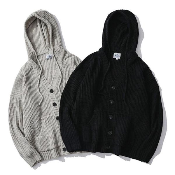 men's sweaters hooded knitted button cardigan sweater winter jacket men black gray korean clothes v neck jumper loose jersey hombre coa, White;black
men's sweaters hooded knitted button cardigan sweater winter jacket men black gray korean clothes v neck jumper loose jersey hombre coa, White;black
