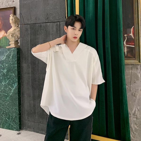 male streetwear punk gothic tees shirts men short sleeve loose cotton linen v-neck oversize casual pullover shirts, White;black
male streetwear punk gothic tees shirts men short sleeve loose cotton linen v-neck oversize casual pullover shirts, White;black